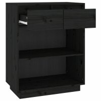 vidaXL Beistellschrank Schwarz 60x34x75 cm Massivholz Kiefer