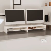 vidaXL Monitorständer Weiß 100x24x13 cm Massivholz Kiefer