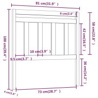 vidaXL Kopfteil Grau 81x4x100 cm Massivholz Kiefer