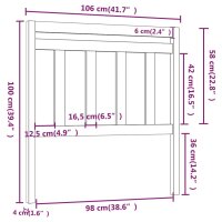 vidaXL Kopfteil Wei&szlig; 106x4x100 cm Massivholz Kiefer