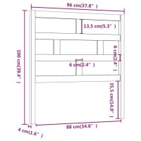 vidaXL Kopfteil Grau 96x4x100 cm Massivholz Kiefer