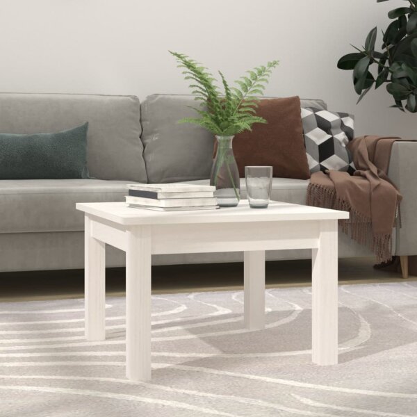 vidaXL Couchtisch Wei&szlig; 45x45x30 cm Massivholz Kiefer