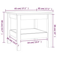 vidaXL Couchtisch Grau 45x45x40 cm Massivholz Kiefer