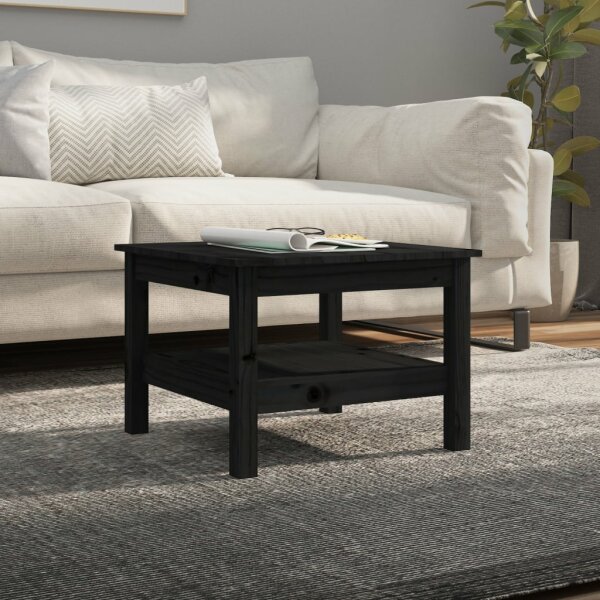 vidaXL Couchtisch Schwarz 55x55x40 cm Massivholz Kiefer