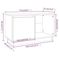 vidaXL TV-Schrank Grau 74x35x44 cm Massivholz Kiefer