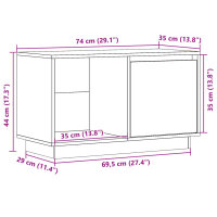 vidaXL TV-Schrank Schwarz 74x35x44 cm Massivholz Kiefer