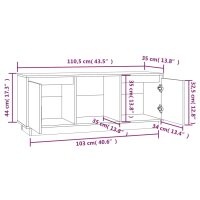 vidaXL TV-Schrank Grau 110,5x35x44 cm Massivholz Kiefer