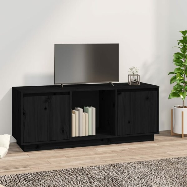 vidaXL TV-Schrank Schwarz 110,5x35x44 cm Massivholz Kiefer