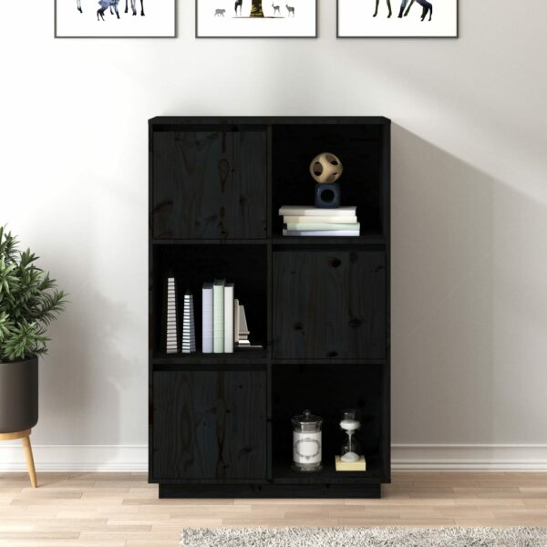 vidaXL Highboard Schwarz 74x35x117 cm Massivholz Kiefer