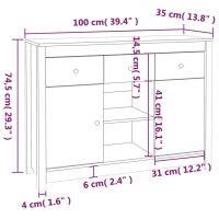 vidaXL Sideboard Schwarz 100x35x74,5 cm Massivholz Kiefer