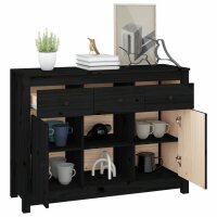 vidaXL Sideboard Schwarz 100x35x74,5 cm Massivholz Kiefer