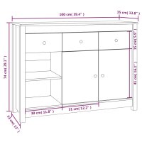 vidaXL Sideboard Schwarz 100x35x74 cm Massivholz Kiefer