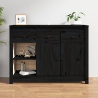 vidaXL Sideboard Schwarz 100x35x74 cm Massivholz Kiefer