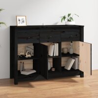 vidaXL Sideboard Schwarz 100x35x74 cm Massivholz Kiefer