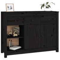 vidaXL Sideboard Schwarz 100x35x74 cm Massivholz Kiefer