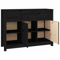 vidaXL Sideboard Schwarz 100x35x74 cm Massivholz Kiefer