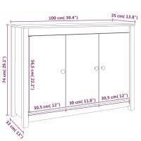 vidaXL Sideboard Wei&szlig; 100x35x74 cm Massivholz Kiefer