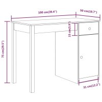 vidaXL Schreibtisch Wei&szlig; 100x50x75 cm Massivholz Kiefer