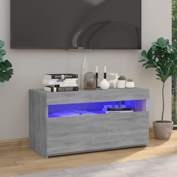 vidaXL TV-Schrank mit LED-Leuchten Grau Sonoma 75x35x40 cm