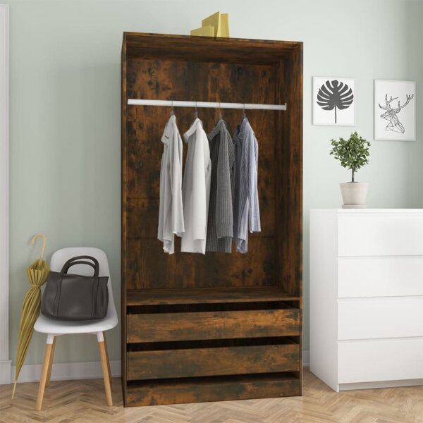 vidaXL Kleiderschrank R&auml;uchereiche 100x50x200 cm Holzwerkstoff