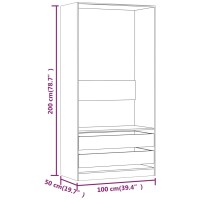 vidaXL Kleiderschrank Grau Sonoma 100x50x200 cm Holzwerkstoff