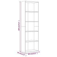 vidaXL B&uuml;cherregal 5 F&auml;cher Grau Sonoma 60x30x189 cm Holzwerkstoff