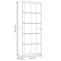 vidaXL B&uuml;cherregal 5 F&auml;cher R&auml;uchereiche 80x30x189 cm Holzwerkstoff