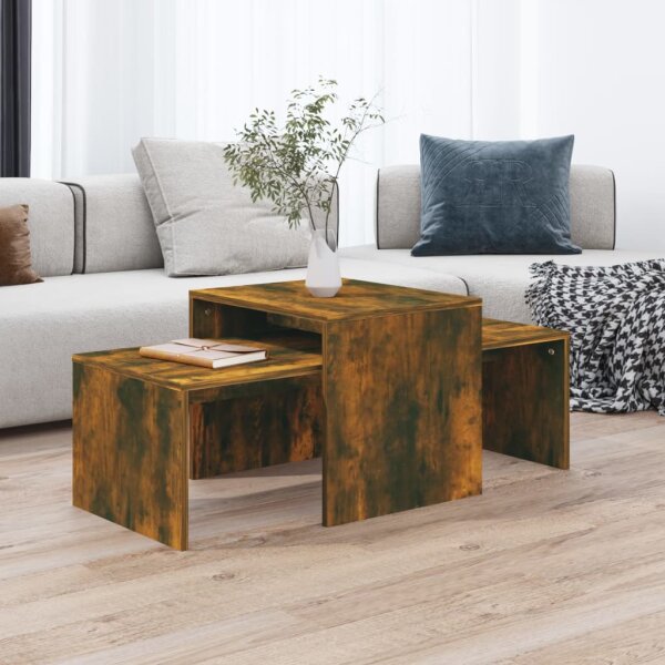 vidaXL Couchtisch-Set R&auml;uchereiche 100x48x40 cm Holzwerkstoff