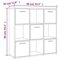 vidaXL B&uuml;cherregal Grau Sonoma 90x30x90 cm Holzwerkstoff