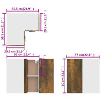 vidaXL Eck-H&auml;ngeschrank R&auml;uchereiche 57x57x60 cm Holzwerkstoff