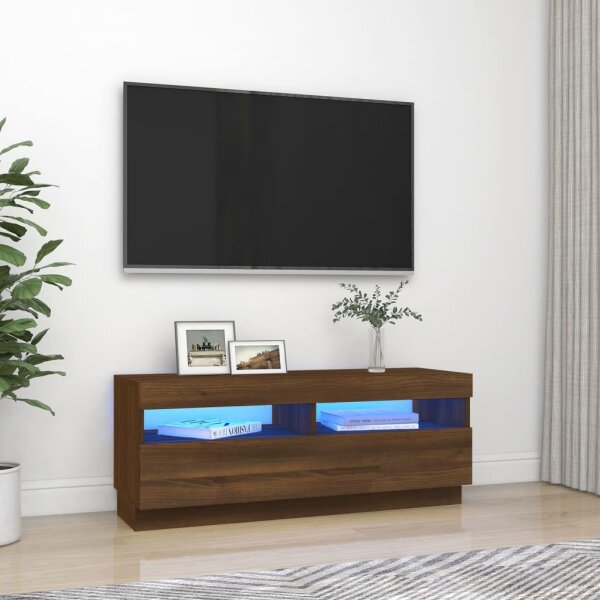 vidaXL TV-Schrank mit LED-Leuchten Braun Eichen-Optik 100x35x40 cm