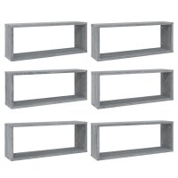 vidaXL W&uuml;rfelregale 6 Stk. Grau Sonoma 60x15x23 cm Holzwerkstoff