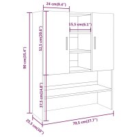 vidaXL Waschmaschinenschrank R&auml;uchereiche 70,5x25,5x90 cm