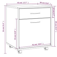 vidaXL Rollschrank Grau Sonoma 45x38x54 cm Holzwerkstoff