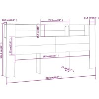 vidaXL Kopfteil mit Ablagen Braun Eichen-Optik 220x18,5x104,5 cm