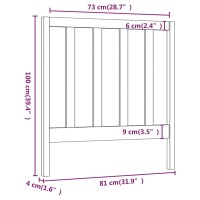 vidaXL Kopfteil Grau 81x4x100 cm Massivholz Kiefer