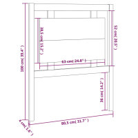 vidaXL Kopfteil Wei&szlig; 80,5x4x100 cm Massivholz Kiefer