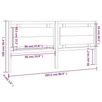 vidaXL Kopfteil Grau 205,5x4x100 cm Massivholz Kiefer