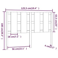 vidaXL Bett-Kopfteil Schwarz 125,5x4x100 cm Massivholz Kiefer