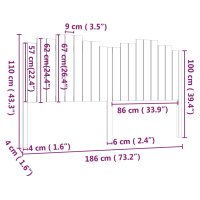vidaXL Kopfteil 186x4x110 cm Massivholz Kiefer