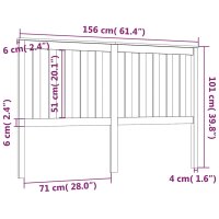 vidaXL Kopfteil Wei&szlig; 156x6x101 cm Massivholz Kiefer