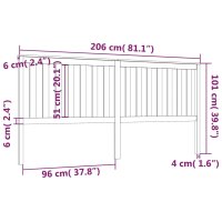 vidaXL Kopfteil Schwarz 206x6x101 cm Massivholz Kiefer