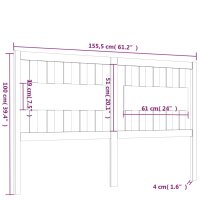 vidaXL Kopfteil Wei&szlig; 155,5x4x100 cm Massivholz Kiefer