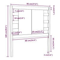 vidaXL Kopfteil Grau 96x4x100 cm Massivholz Kiefer