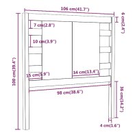 vidaXL Kopfteil Wei&szlig; 106x4x100 cm Massivholz Kiefer