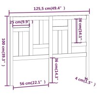 vidaXL Kopfteil Grau 125,5x4x100 cm Massivholz Kiefer