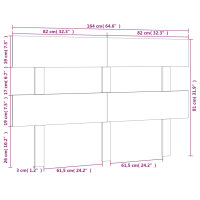 vidaXL Kopfteil Grau 164x3x81 cm Massivholz Kiefer