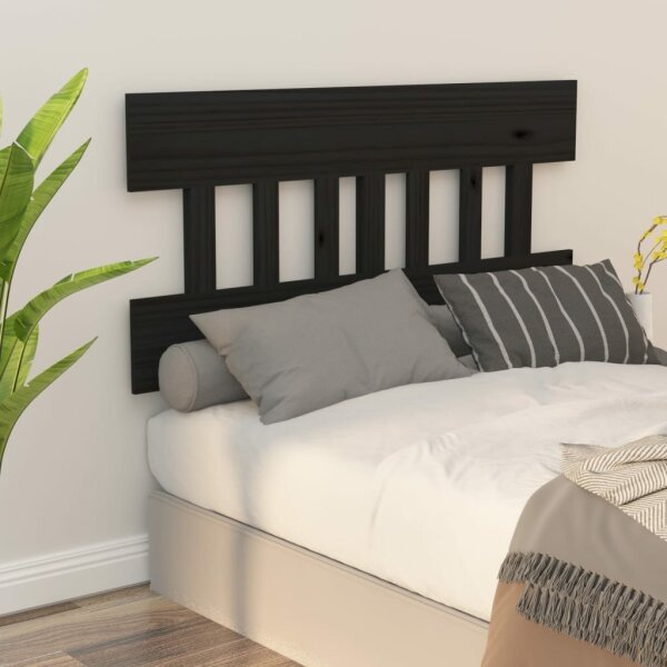 vidaXL Bett-Kopfteil Schwarz 138,5x3x81 cm Massivholz Kiefer