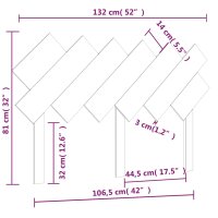 vidaXL Bett-Kopfteil Grau 132x3x81 cm Massivholz Kiefer