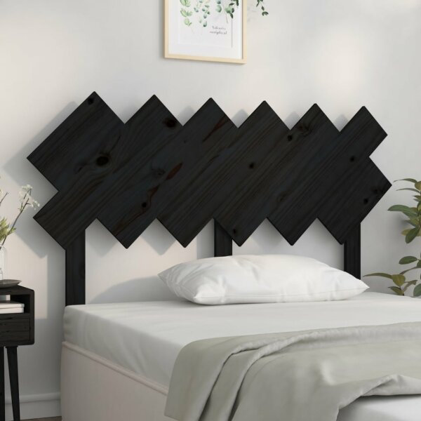 vidaXL Bett-Kopfteil Schwarz 132x3x81 cm Massivholz Kiefer